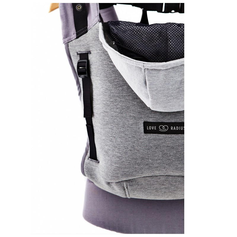 Porte-bébé couleur gris flanelle pour le portage sur le ventre, le dos ou la hanche